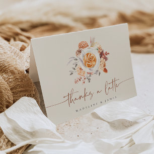 Boho Floral Coffee "Thanks a Latte" Thank You Card