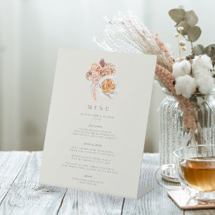 Boho Floral Coffee Theme Bridal Shower Brunch Menu Pedestal Sign