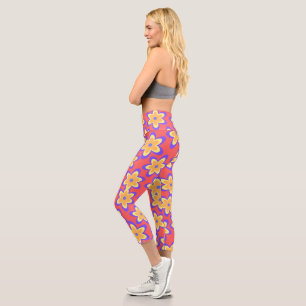Boho Floral Colourful Pattern Capri Leggings
