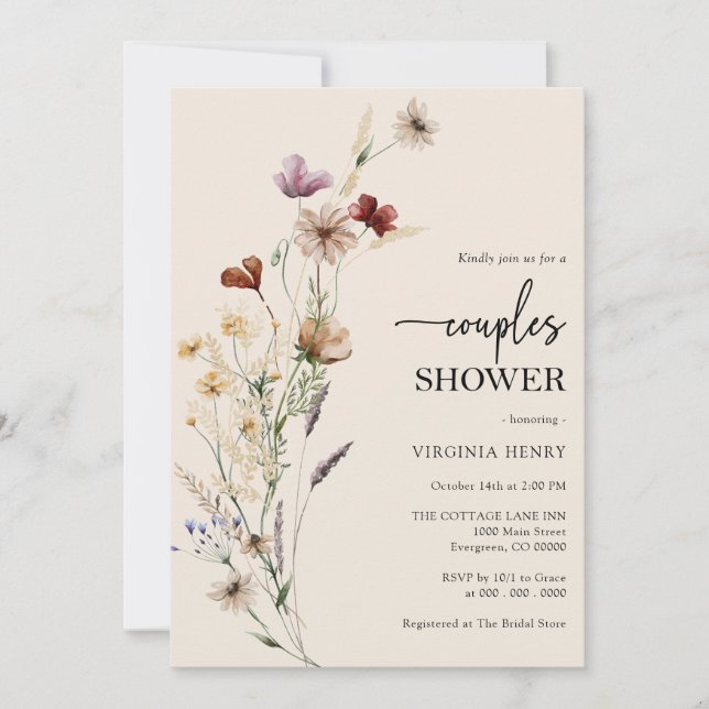 Boho Floral Couples Shower Invitation (Front)