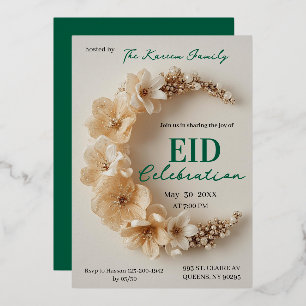 Boho Floral Crescent Eid Party Invitation 