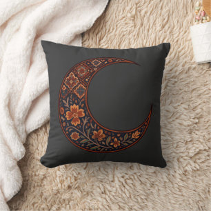 Boho Floral Crescent Moon Cushion
