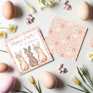 Boho Floral Crown Bunnies Easter custom Holiday Card