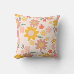 Boho Floral Cushion in Pastel Tones - Soft Design