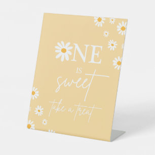 Boho Floral Daisy Groovy Birthday Party Favour Pedestal Sign