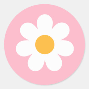 Boho Floral Daisy Groovy Birthday Party Favours Classic Round Sticker