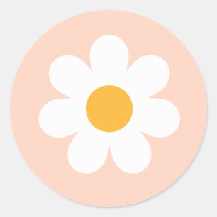Boho Floral Daisy Groovy Birthday Party Favours Classic Round Sticker