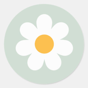 Boho Floral Daisy Groovy Birthday Party Favours Classic Round Sticker