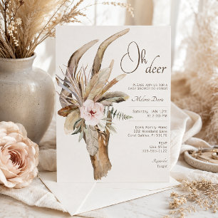Boho Floral Deer Baby Shower Invitation – Watercol