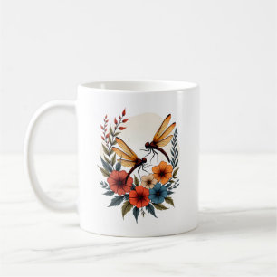 Boho Floral Dragonfly Coffee Mug