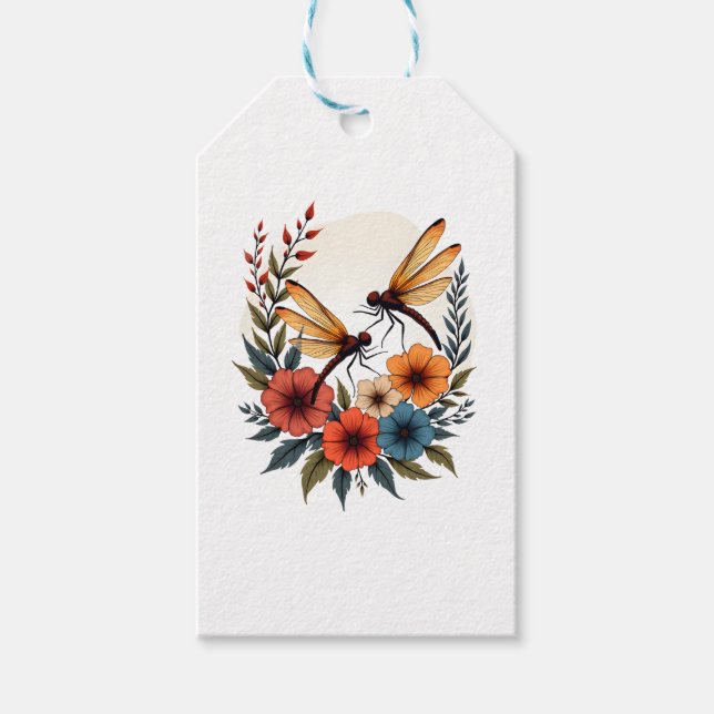 Boho Floral Dragonfly Gift Tags (Front)
