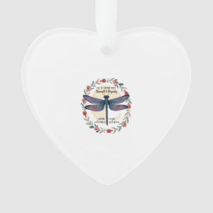 Boho Floral Dragonfly She Is Clothed With Strength Ornament