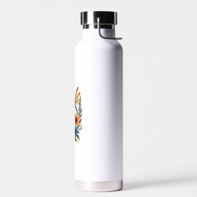 Boho Floral Dragonfly Water Bottle (Left)
