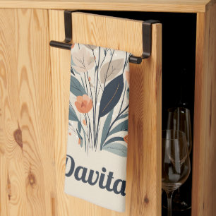 Boho Floral Drawing Tea Towel