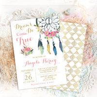 Boho Floral Dream Catcher Pink & Gold Baby Shower