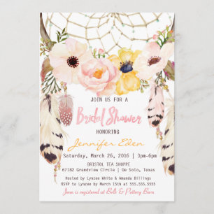 Boho Floral Dreamcatcher Bridal Shower Invitation