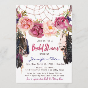 Boho Floral Dreamcatcher Bridal Shower Invitation