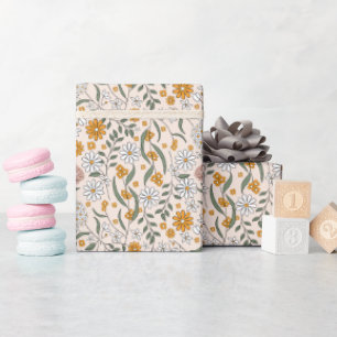 Boho Floral Earth Tones Botanical Bridal Shower  Wrapping Paper