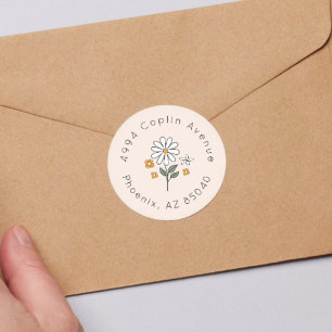 Boho Floral Earth Tones Bridal Shower Address Classic Round Sticker