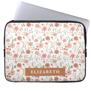Boho Floral Earth Tones Custom Flowers Laptop Sleeve