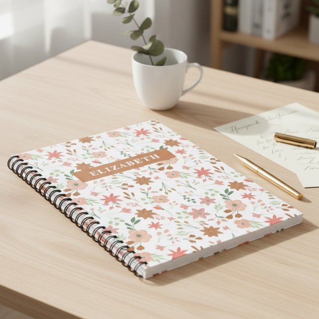 Boho Floral Earth Tones Custom Flowers Notebook (Creator Uploaded)