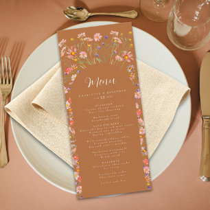 Boho Floral Elegant Arch Terracotta Fall Wedding Menu