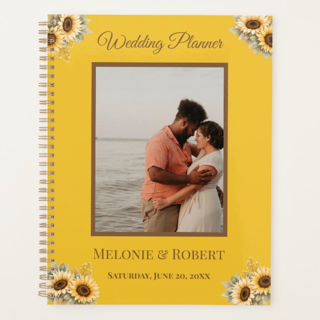 Boho Floral Elegant Custom Photo Wedding  Planner (Front)