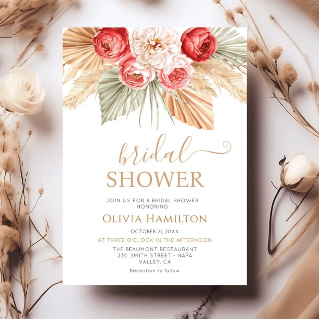 Boho Floral Elegant Fall Summer Bridal Shower  Invitation (Creator Uploaded)