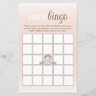 Boho Floral Elephant Baby Bingo Baby Shower Game