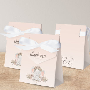 Boho Floral Elephant Baby Shower Thank You Favour Box