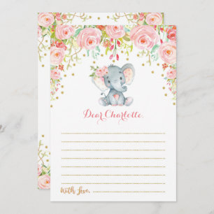 Boho Floral Elephant Time Capsule Message Card