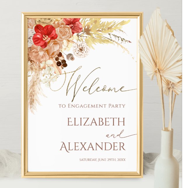 Boho Floral Engagement Party Welcome Sign (Creator Uploaded)