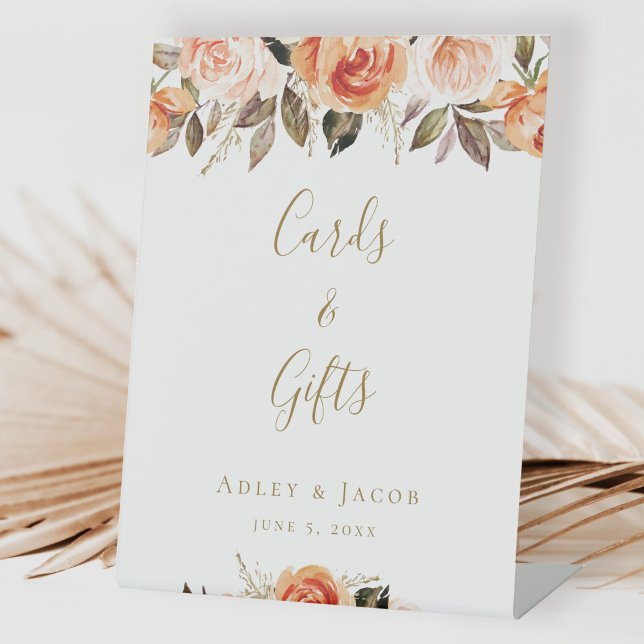 Boho Floral Fall Cards and Gifts Wedding Pedestal Sign (Creator Uploaded)