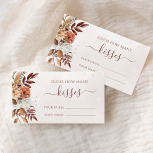 Boho Floral Fall Guess How Many Kisses Game Enclosure Card