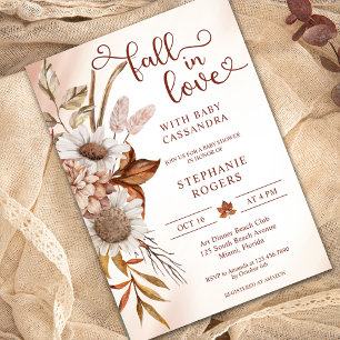 Boho Floral Fall in Love Baby Shower Invitation