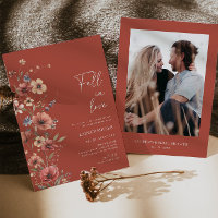 Boho Floral Fall In Love Bridal Shower Invitation