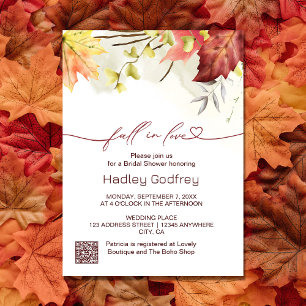 Boho Floral Fall in Love Bridal Shower Invitation