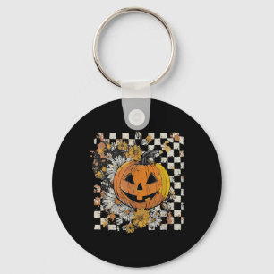 Boho Floral Fall Pumpkin Autumn Thanksgiving Cosy Key Ring