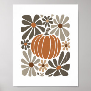 Boho Floral Fall Pumpkin Season Poster