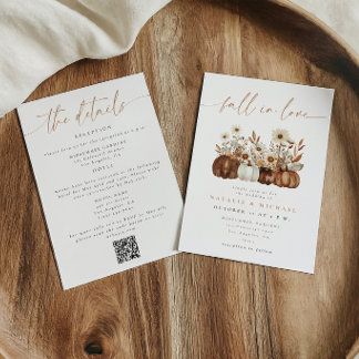Boho Floral Fall QR Code All in One Wedding Invitation