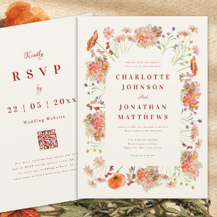 Boho Floral Fall Wedding Invitation