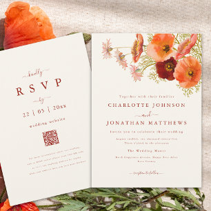 Boho Floral Fall Wedding Invitation