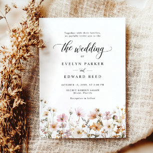 Boho Floral Fall Wedding  Invitation