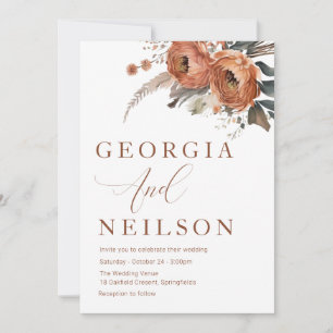 Boho Floral Fall Wedding Invitation
