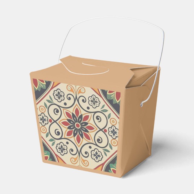 Boho Floral Favour Box in Warm Sand (Front Side)