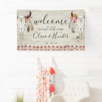 Boho Floral Feather Antler Skull Wedding Welcome