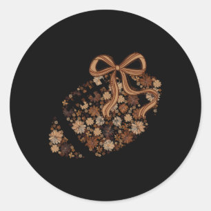 Boho Floral Footll Touch Down Season Retro Floral Classic Round Sticker