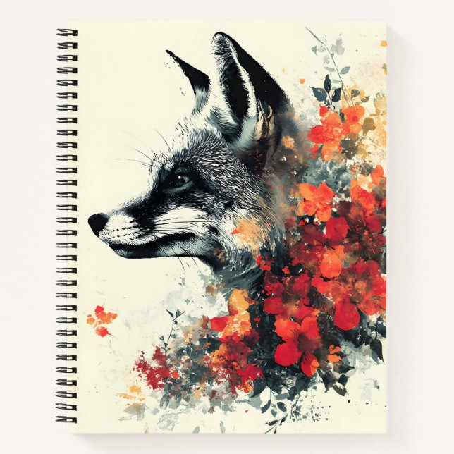 Boho Floral Fox Wildlife Nature Notebook (Front)