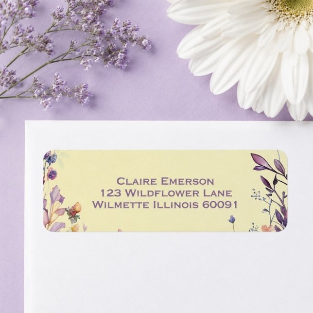 Boho floral frame invitation return address label (Creator Uploaded)