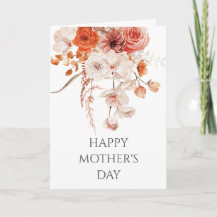 Boho Floral Frame Mother's Day Faux Linen Card
